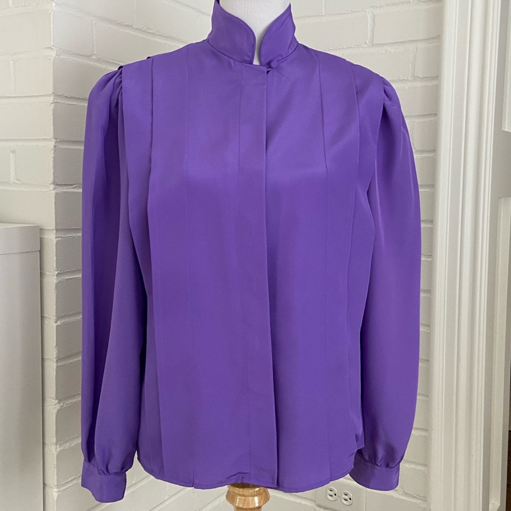 Classic Womens 1990 Soft Purple Elegant Luncheon Easter Blouse Size 12